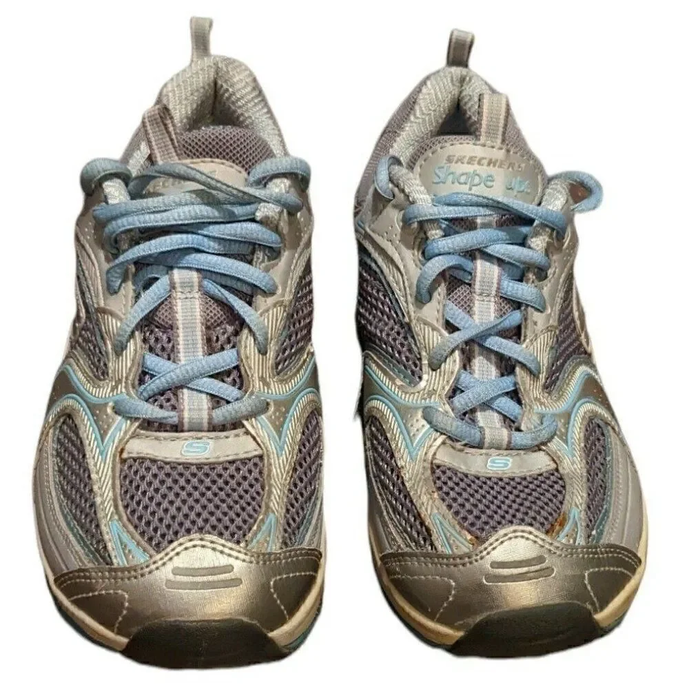 Skechers Shape Ups Accelerators Sneakers Silver / Black 12320 Walking Toning 7‎